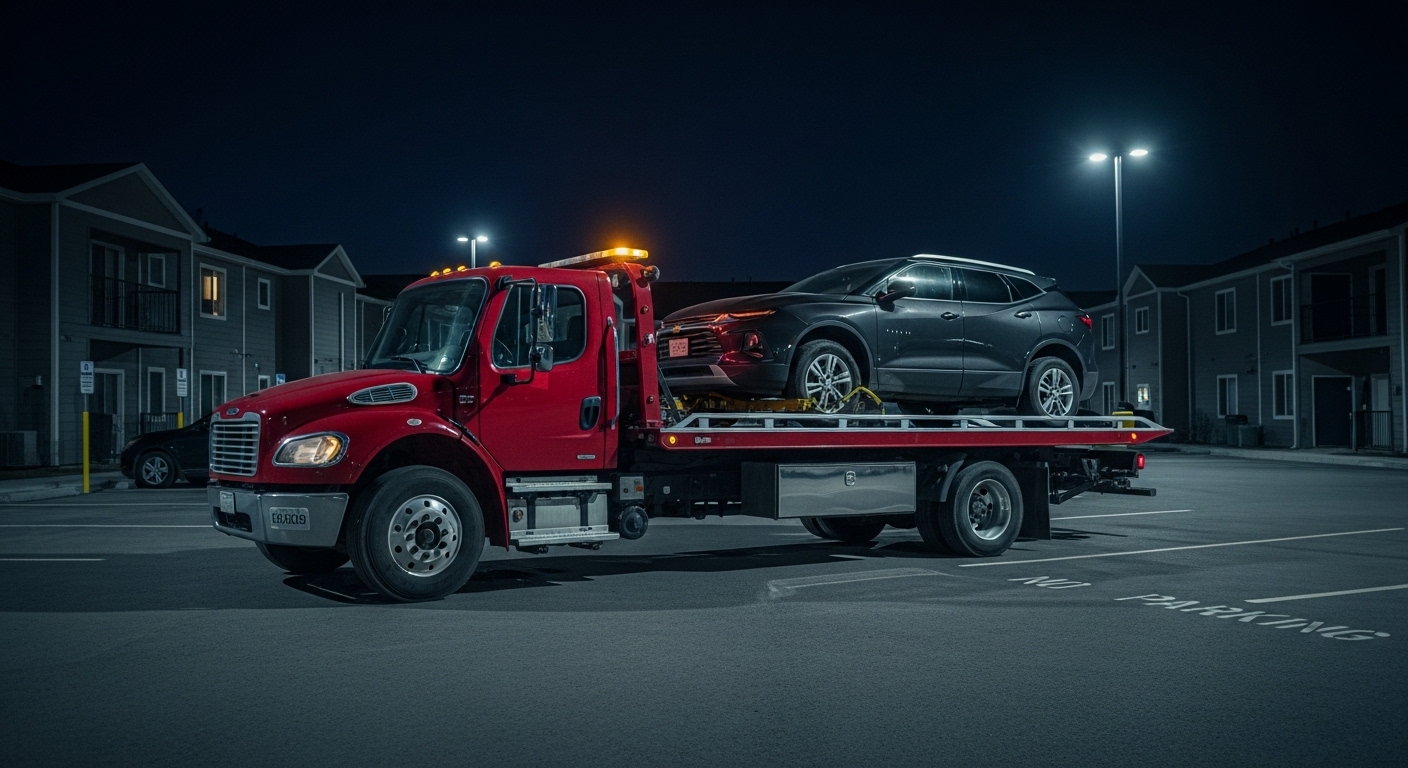unauthorized vehicle removal edmonton, towing an illegally parked chevy blazer